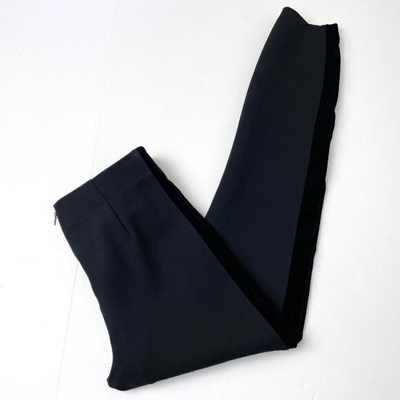 J. Crew Women's Black Gigi Pants Velvet Tuxedo Leg Stripe Stretchy size 4 - Picture 9 of 9